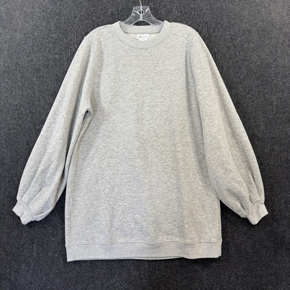 Lovers + Friends Sweatshirt Dress Women's Medium Gray Balloon Sleeve Fleece